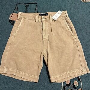 Abercrombie & Fitch Men's Beige Flat Front Shorts